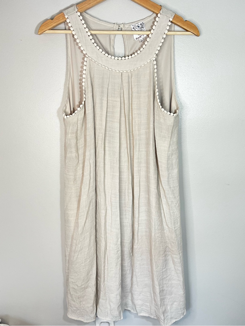 Naïf Sleeveless Cream Gauze Sundress with Embroidery Trim Women’s Large